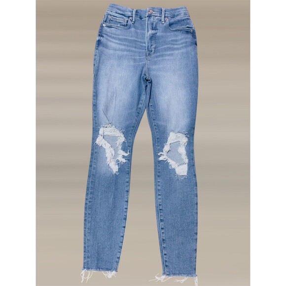 Good American Good Waist Skinny GW731T Women's High-Rise Size 6/28 Raw Hem Jeans - Picture 2 of 9